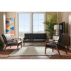 Baxton Studio Nikko Mid-century Dark Brown Faux Leather 3 Pieces Living Room Sets 121-6745-6747-6749
